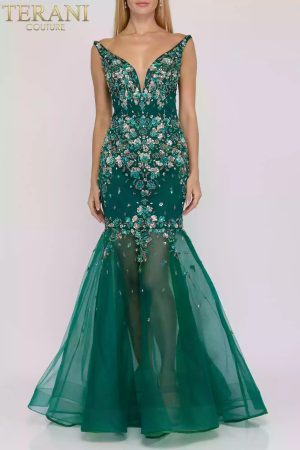 Sequin mermaid prom gown with a sheer bottom – 2012P1357