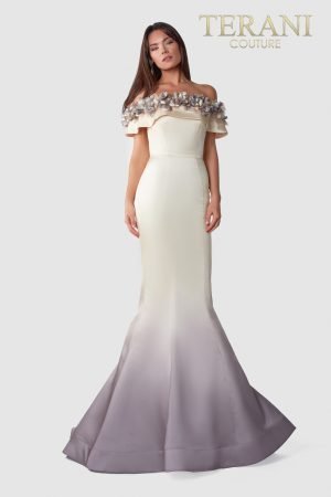 Off Shoulder Cream Champagne Dress – 2111E4749