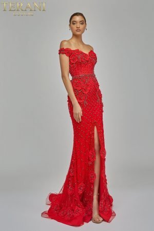 Off The Shoulder Floral Fitted Pageant Gown – 1922GL0682