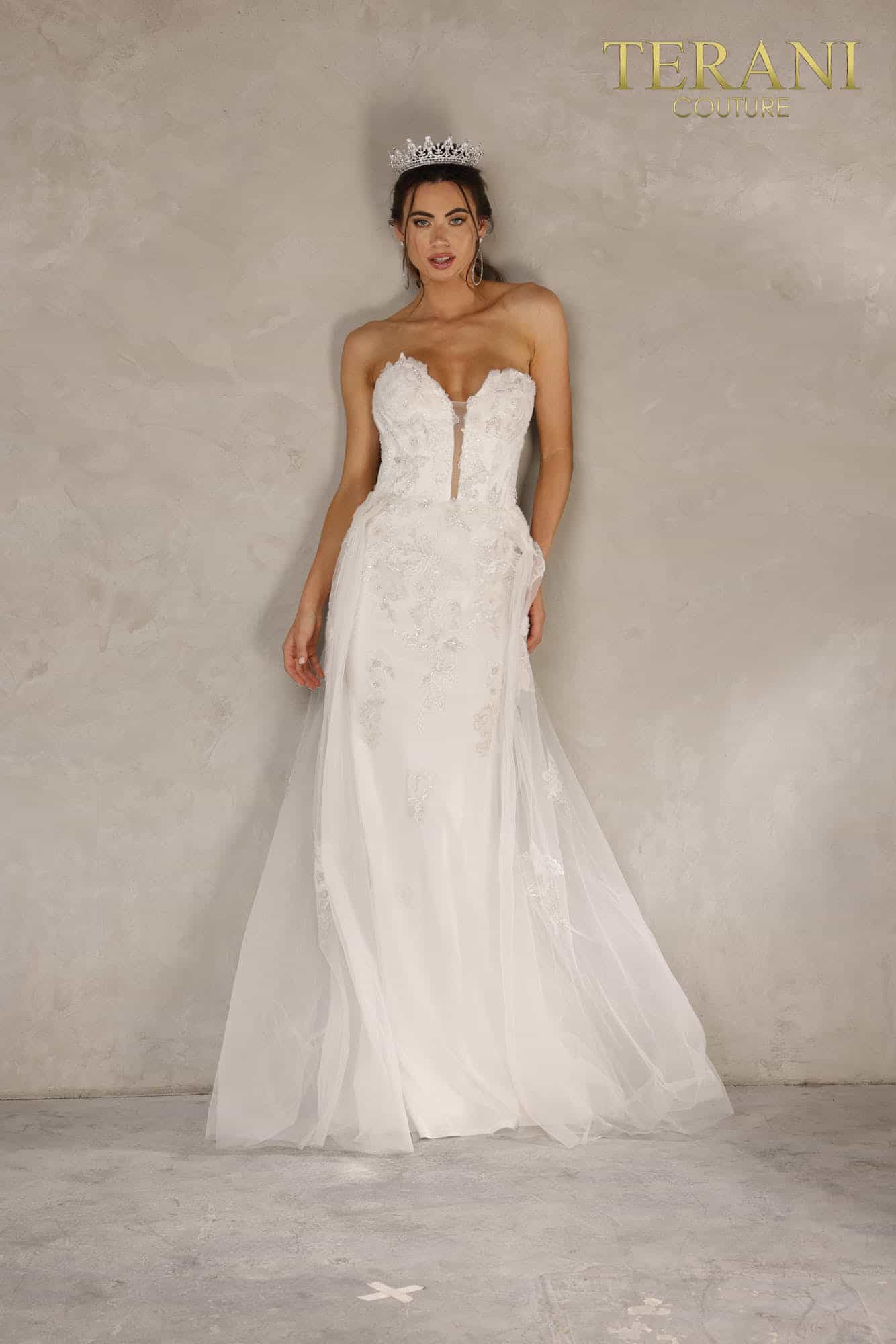 I Dress Cute Strapless Plunging V-Neckline Embroidered A-Line Dress - 2111P4055