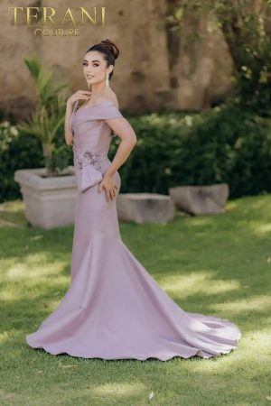 One Shoulder Mikado Mother Of Bride Gown With Unique Structure And Beading – 2011M2160