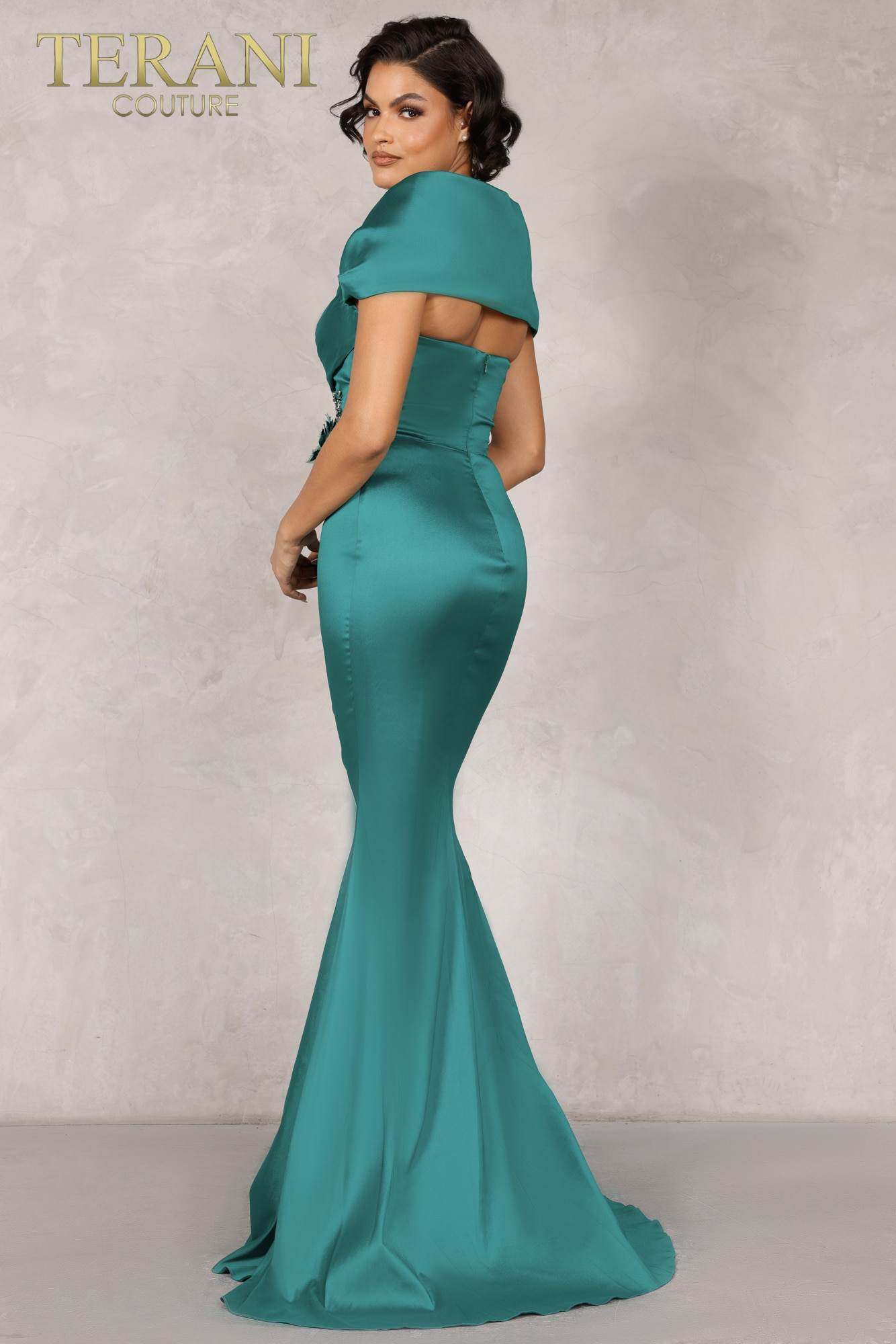 I Dress Cute Emerald Long Stretch Mikado Mother of the Bride Dress - 2021m2969 - Image 2
