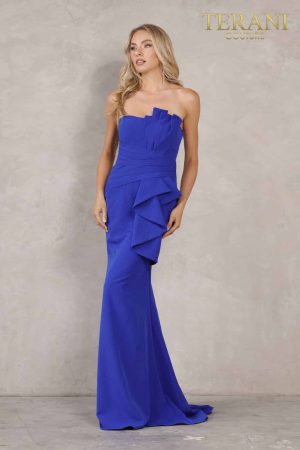 Terani Simple Strapless Dress With Peplum – Strapless Peplum Dress 2214E0165