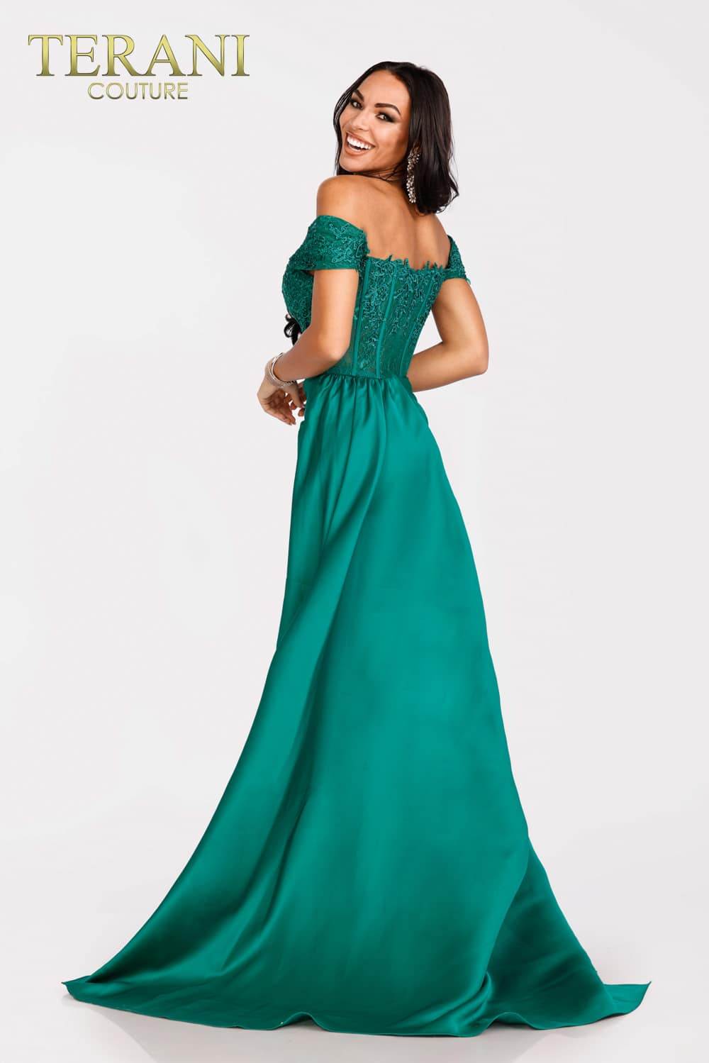 I Dress Cute Terani Couture 231P0061 Full-Length Off-Shoulder Neckline Fitted Gown - Image 7