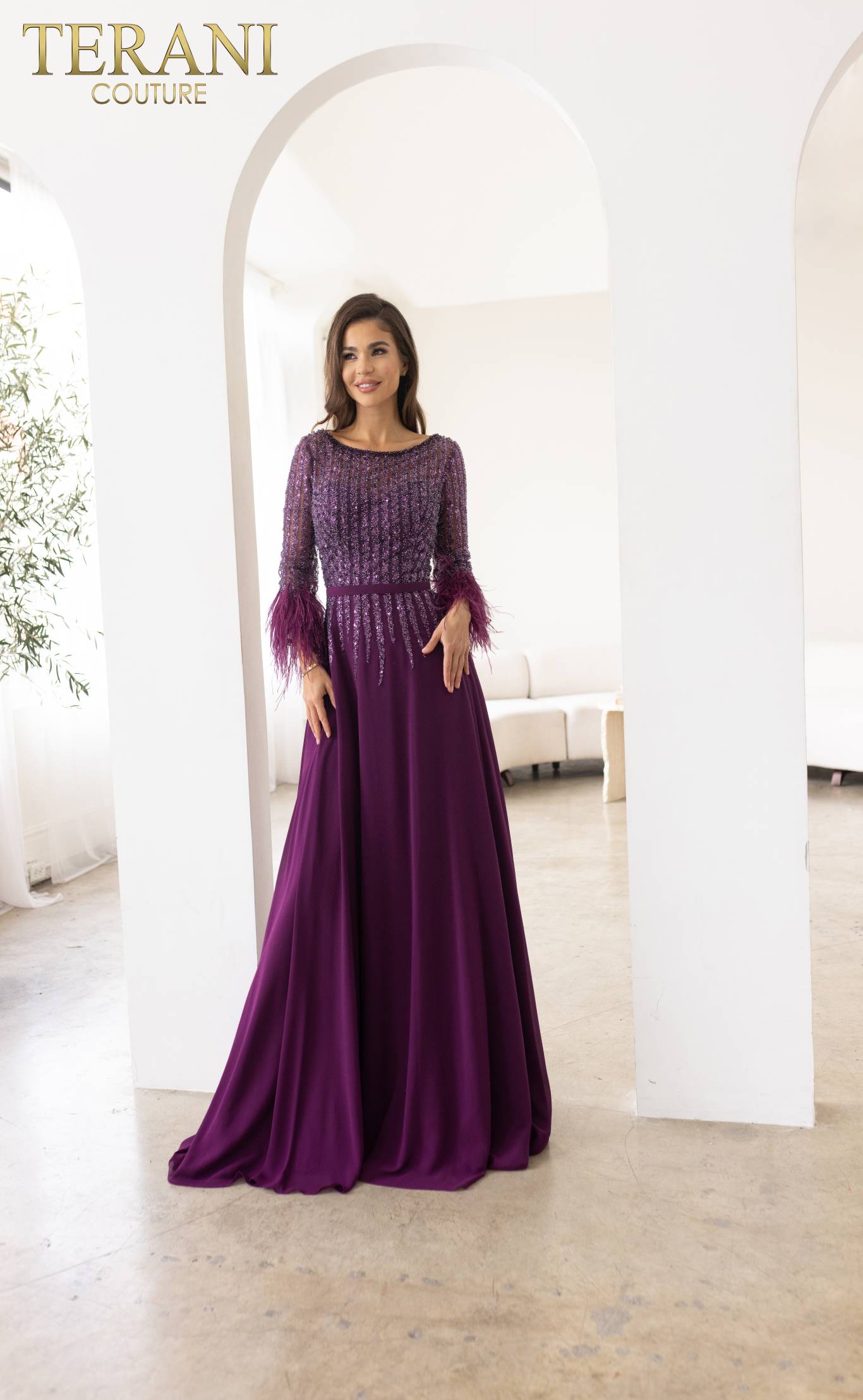 I Dress Cute Terani Couture 241M2738 Chiffon Sheath Evening Gown