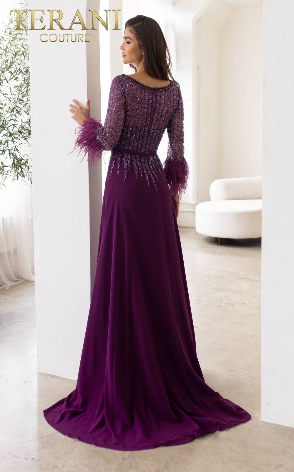 I Dress Cute Terani Couture 241M2738 Chiffon Sheath Evening Gown - Image 3