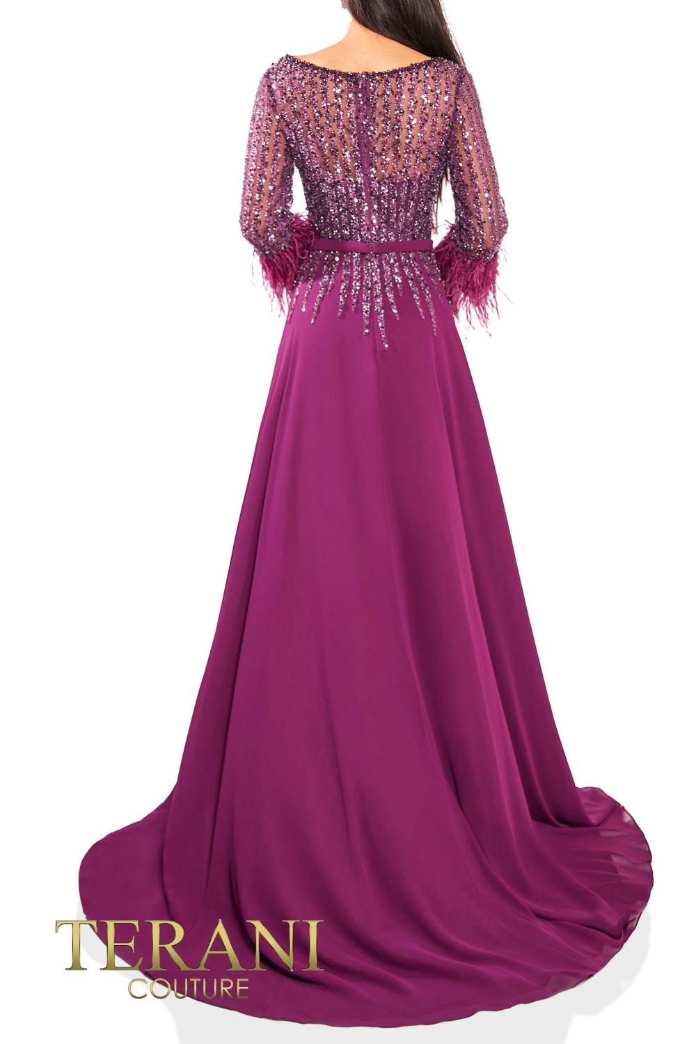 I Dress Cute Terani Couture 241M2738 Chiffon Sheath Evening Gown - Image 5