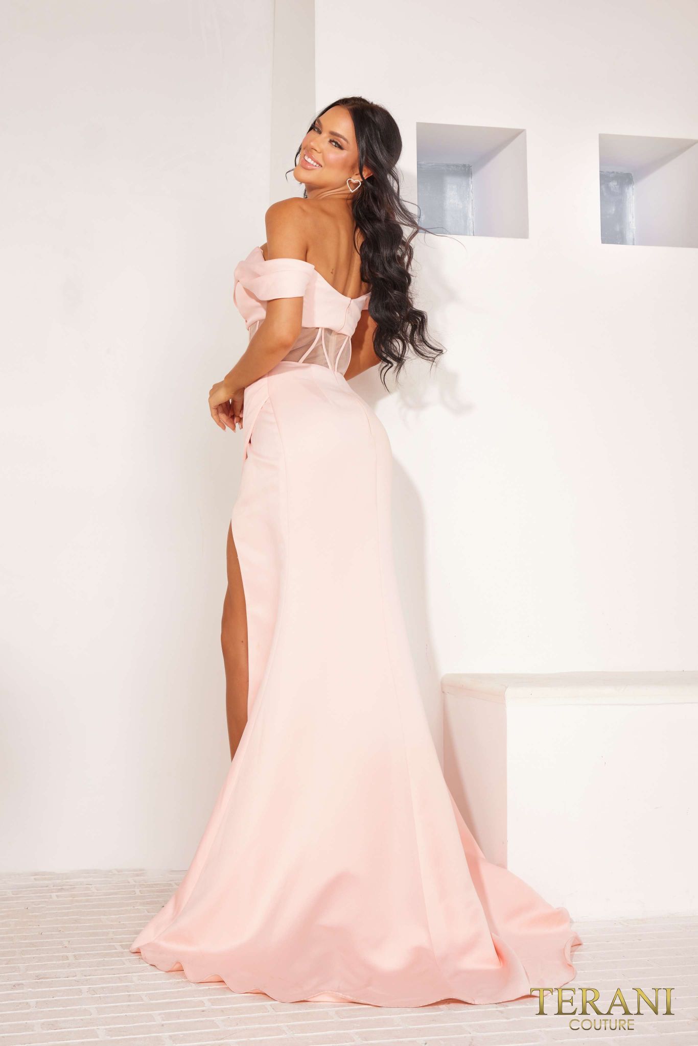 I Dress Cute Terani Couture 241P2078 V-Neck Bodycon Matte Satin Prom Gown - Image 5