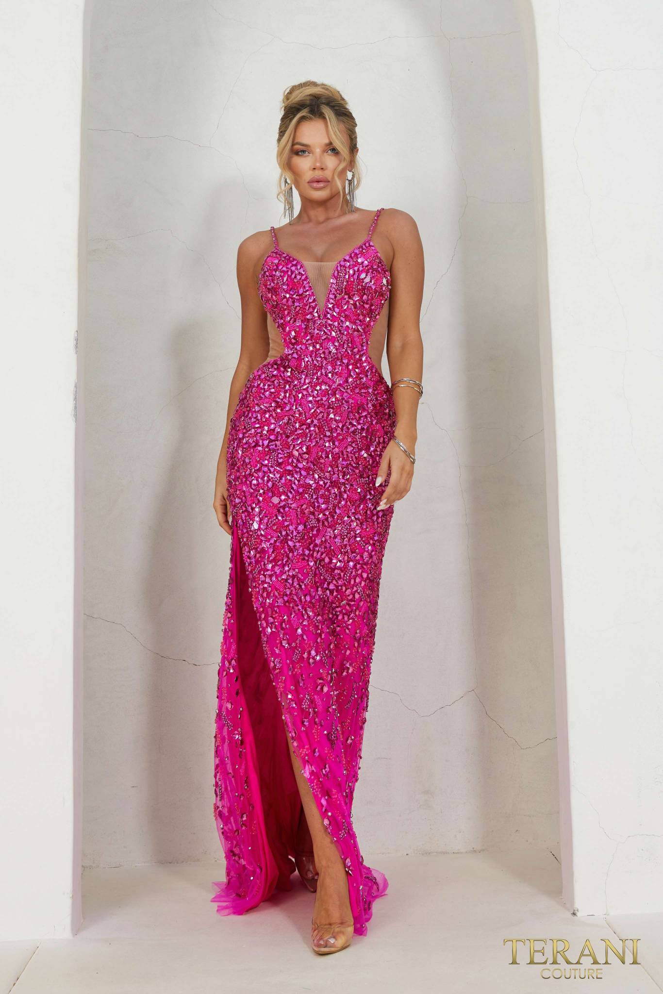 I Dress Cute Terani Couture 241P2163 Crystal-Embellished Tulle Bodycon Prom Gown - Image 5