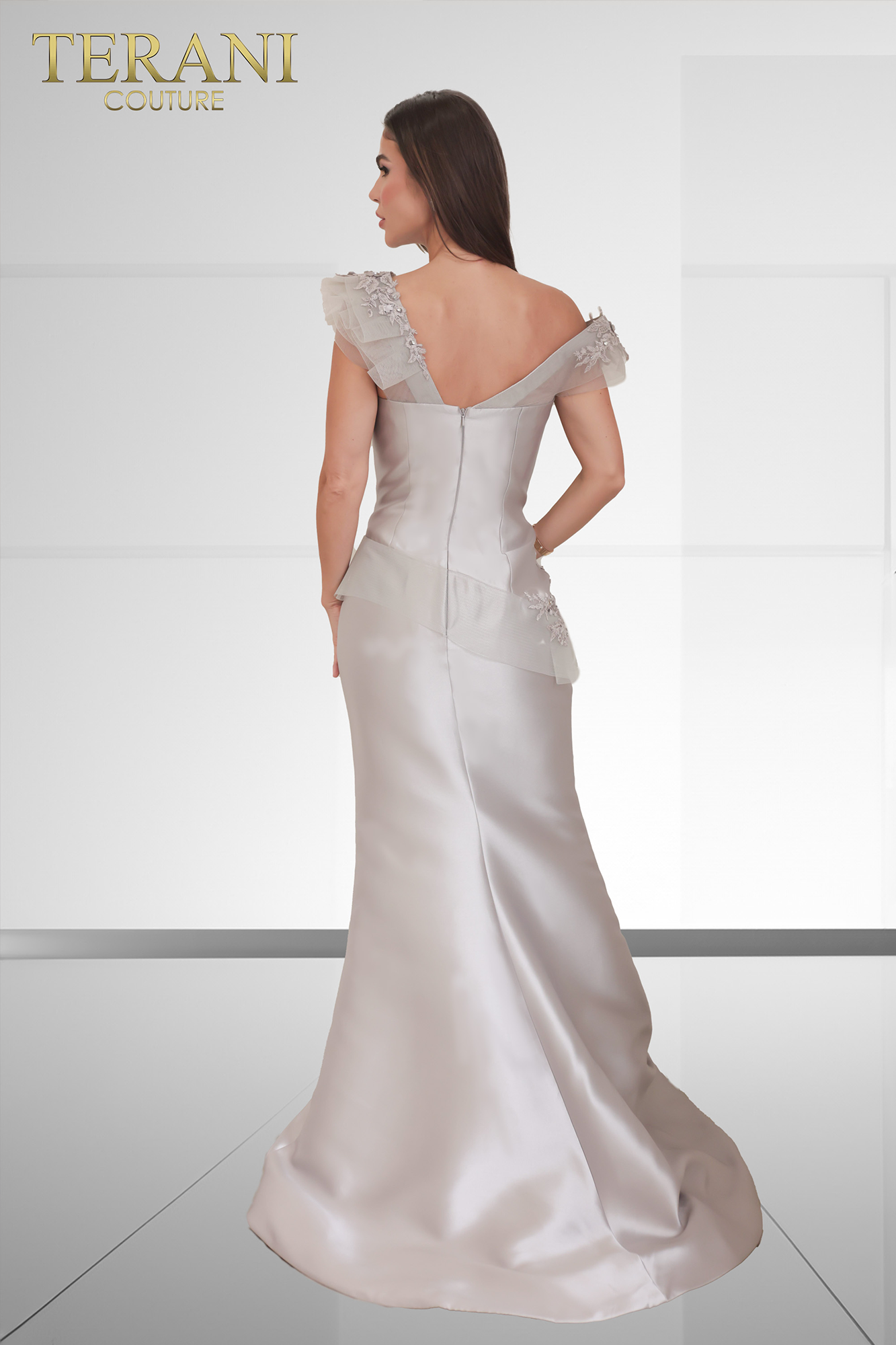 I Dress Cute Terani Couture 241E2478 Off-Shoulder Trumpet Gown in Embroidered Mikado - Image 9
