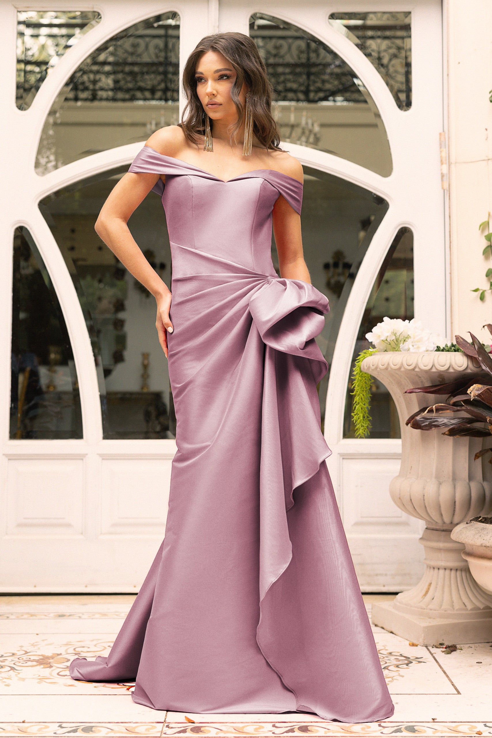 I Dress Cute Terani Couture 242M3335 Off-Shoulder Column Gown in Stretch Mikado - Image 17