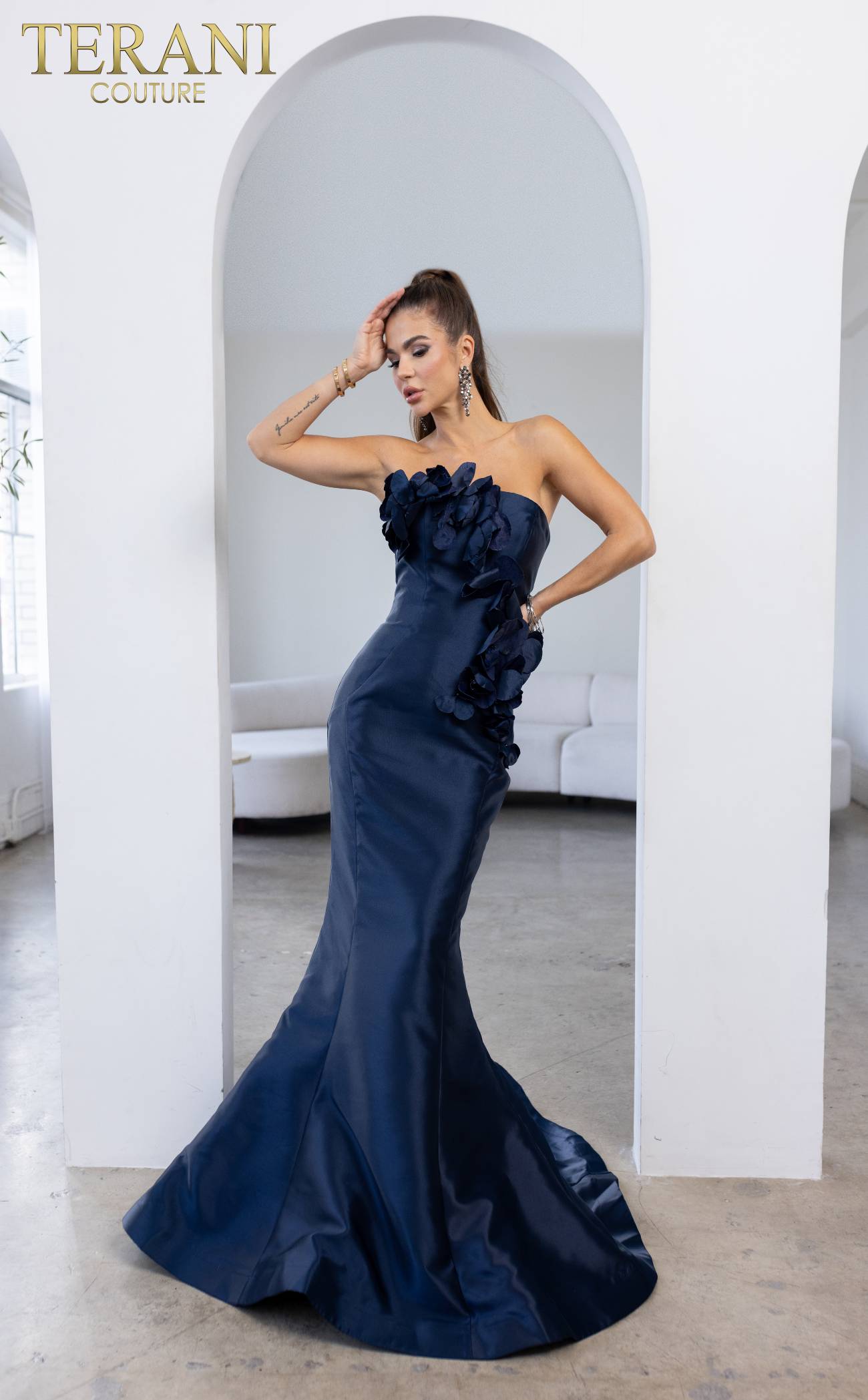 I Dress Cute Terani Couture 241E2512 Midnight Column Evening Gown - Image 2