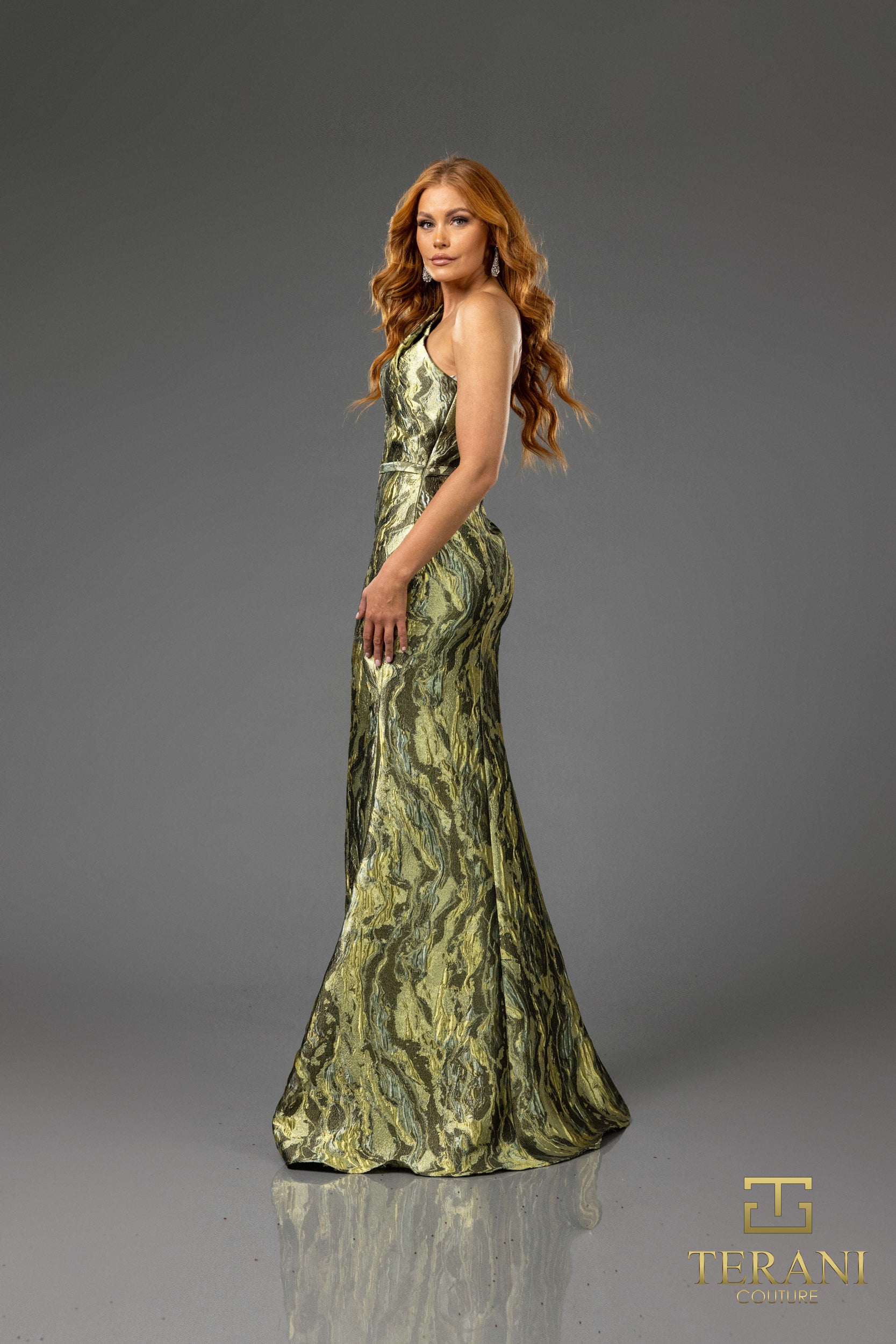 I Dress Cute Terani Couture 251E4254 Jacquard One-Shoulder Evening Gown - Image 7