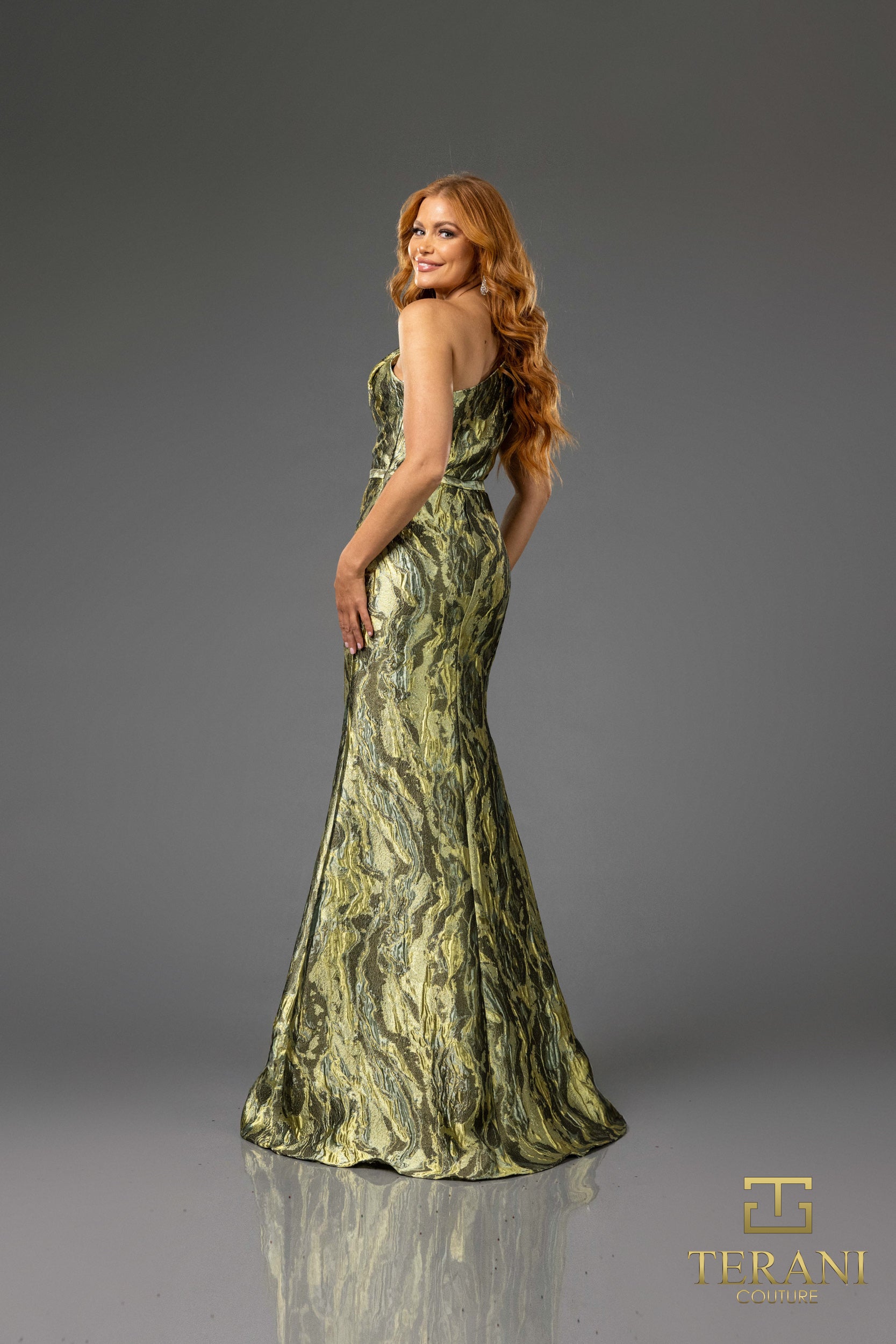 I Dress Cute Terani Couture 251E4254 Jacquard One-Shoulder Evening Gown - Image 5