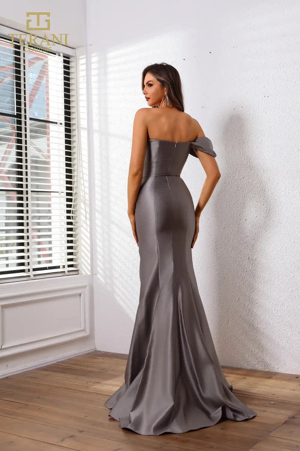I Dress Cute Terani Couture 251E4555 Fit & Flare Satin Evening Gown - Image 3