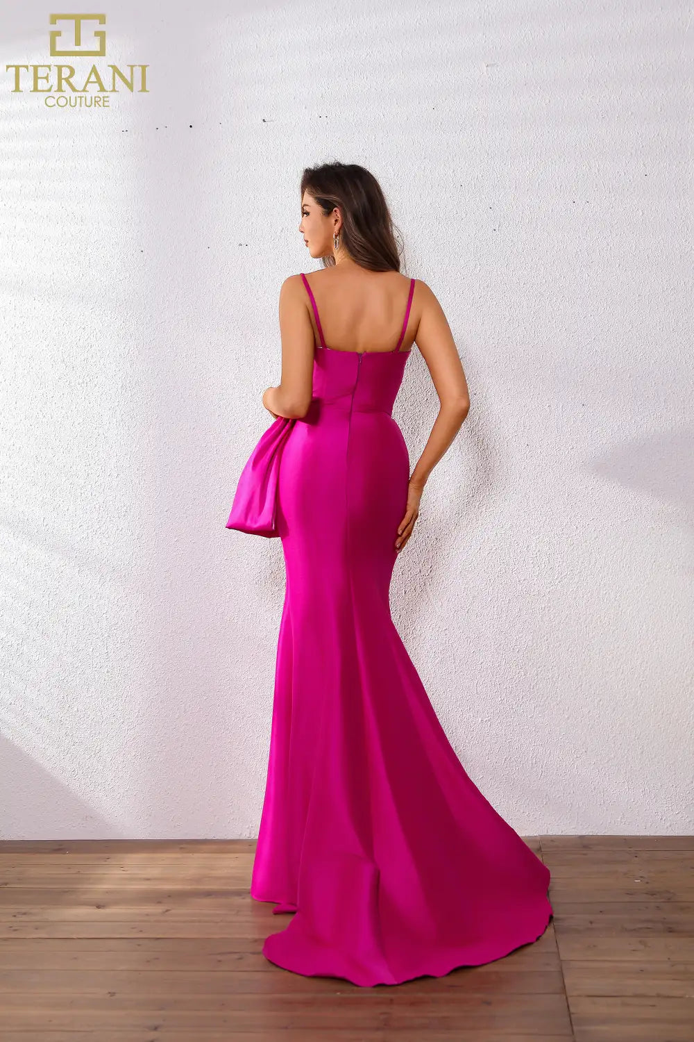 I Dress Cute Terani Couture 251P4006 Stretch Mikado Asymmetrical Fit-and-Flare Gown - Image 3