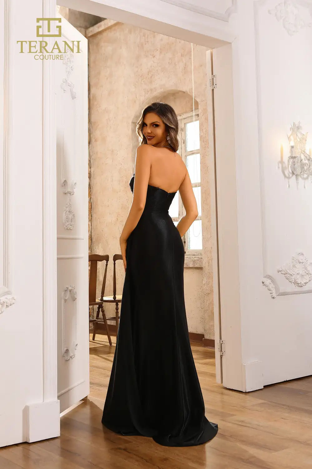 I Dress Cute Terani Couture 251P4055 Stretch Metallic Sweetheart Strapless Fit-and-Flare Gown - Image 4