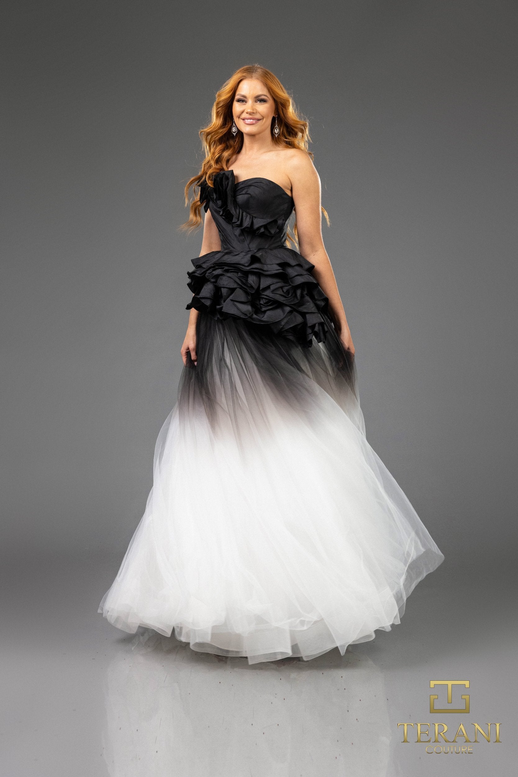 I Dress Cute Terani Couture 251P4270 Tulle Asymmetrical Strapless Ballgown