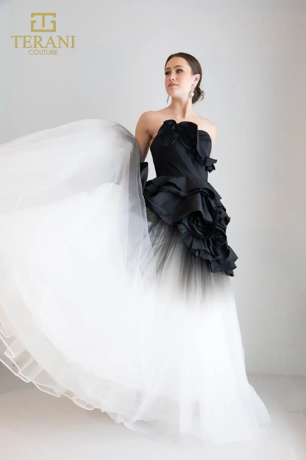 I Dress Cute Terani Couture 251P4270 Tulle Asymmetrical Strapless Ballgown - Image 3