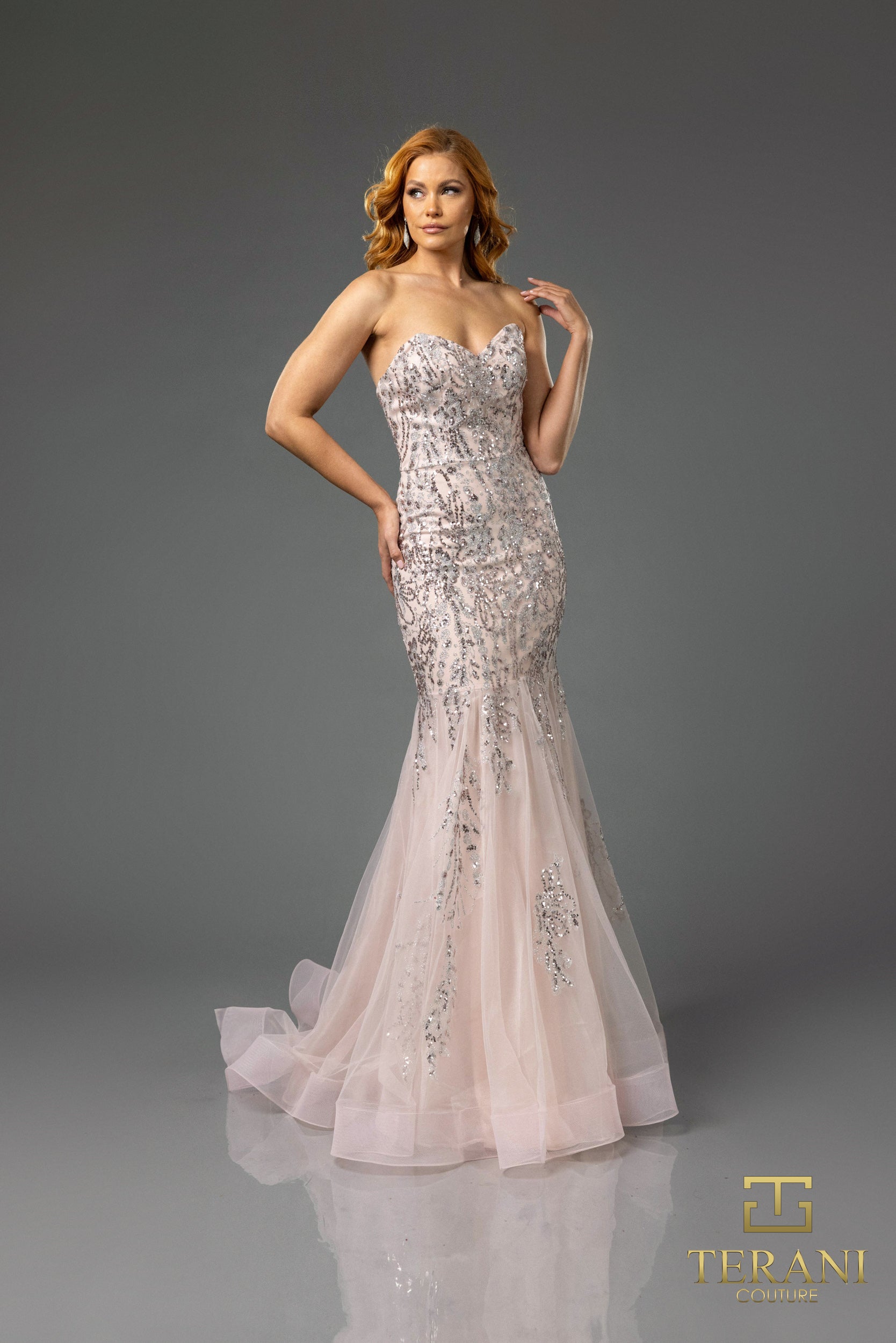 I Dress Cute Terani Couture 251P4641 Tulle Sweetheart Strapless Trumpet Gown - Image 3