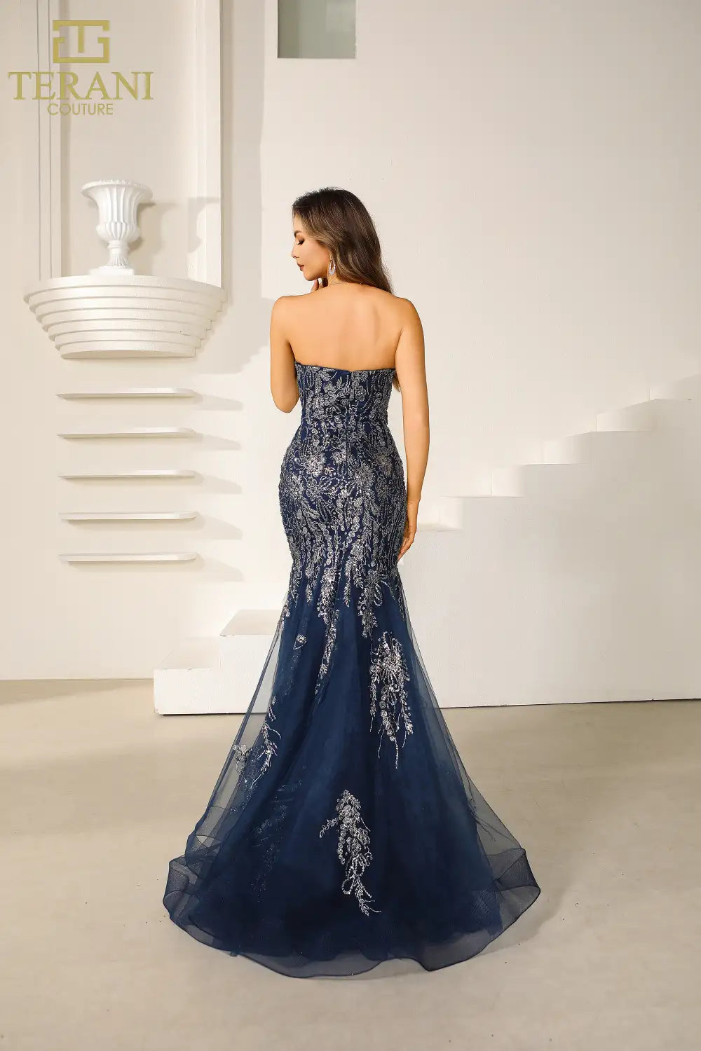 I Dress Cute Terani Couture 251P4641 Tulle Sweetheart Strapless Trumpet Gown - Image 2
