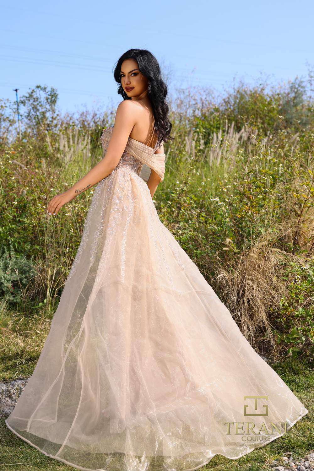 I Dress Cute Terani Couture 252E5125 Bodycon Long With Overskirt Evening Dress - Image 2
