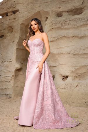 Terani Couture 252E5134 Fit and Flare Long With Overskirt Evening Dress