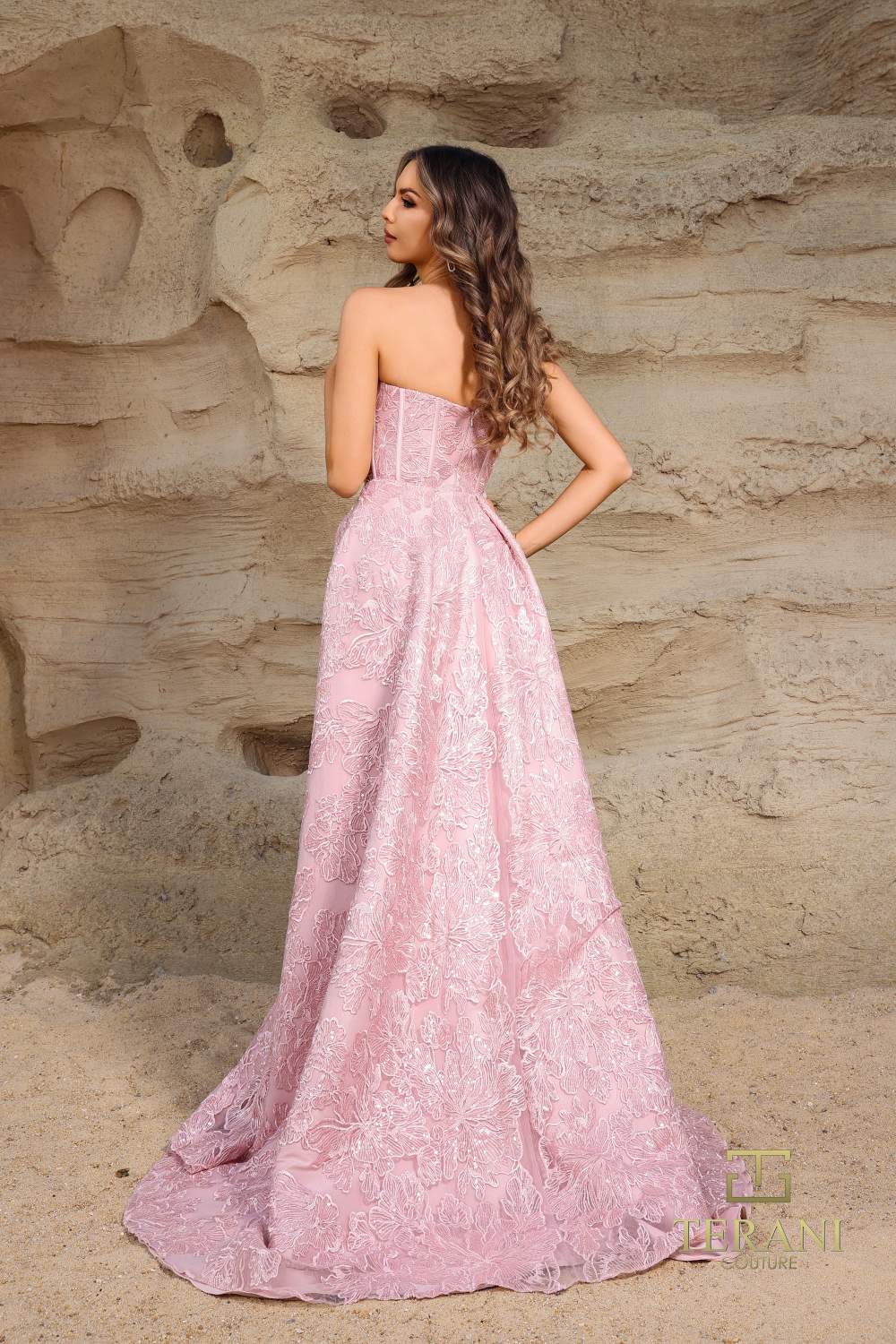 I Dress Cute Terani Couture 252E5134 Fit and Flare Long With Overskirt Evening Dress - Image 2