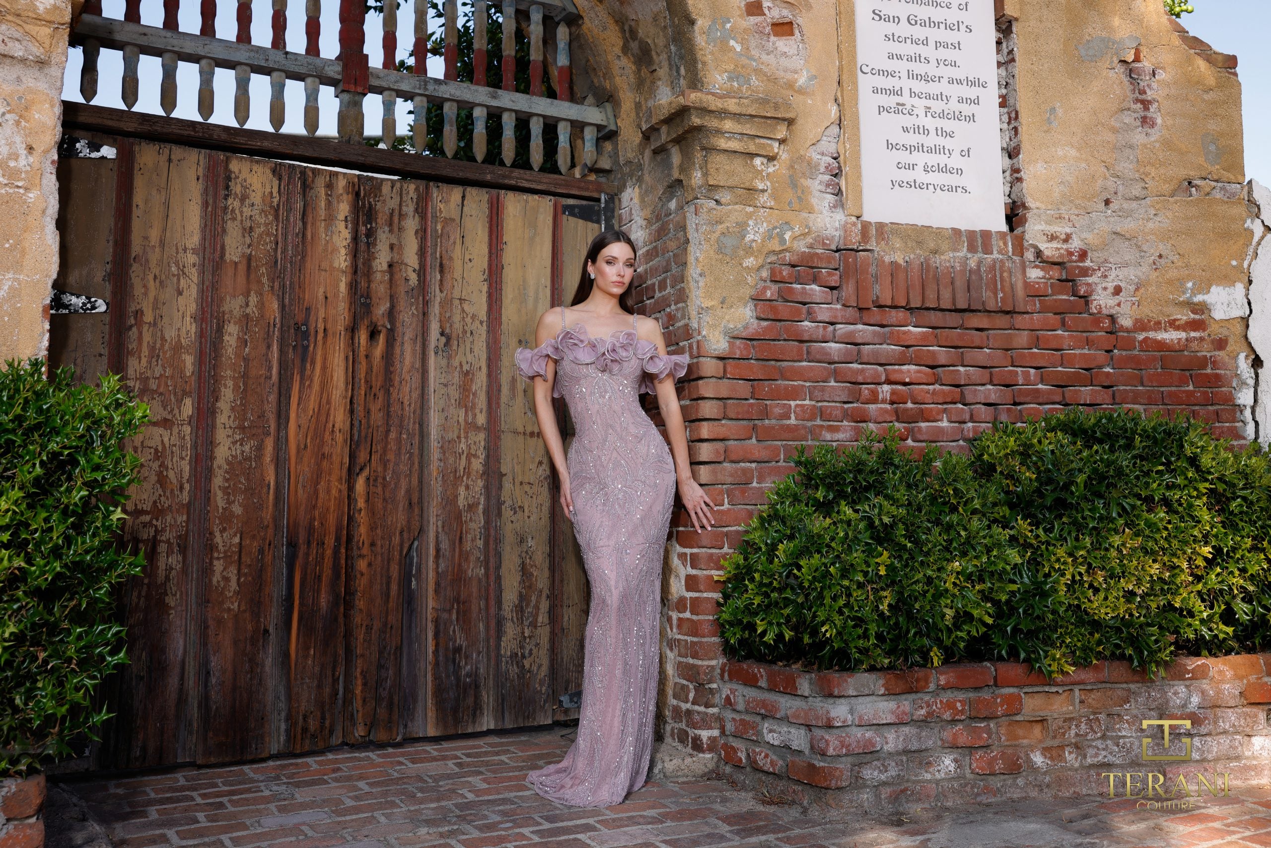 I Dress Cute Terani Couture 252GL5226 Spaghetti Straps Off Shoulder Ruffles