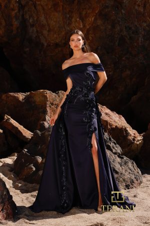 Terani Couture 252M5317 Off Shoulder Long Long MOB Dress