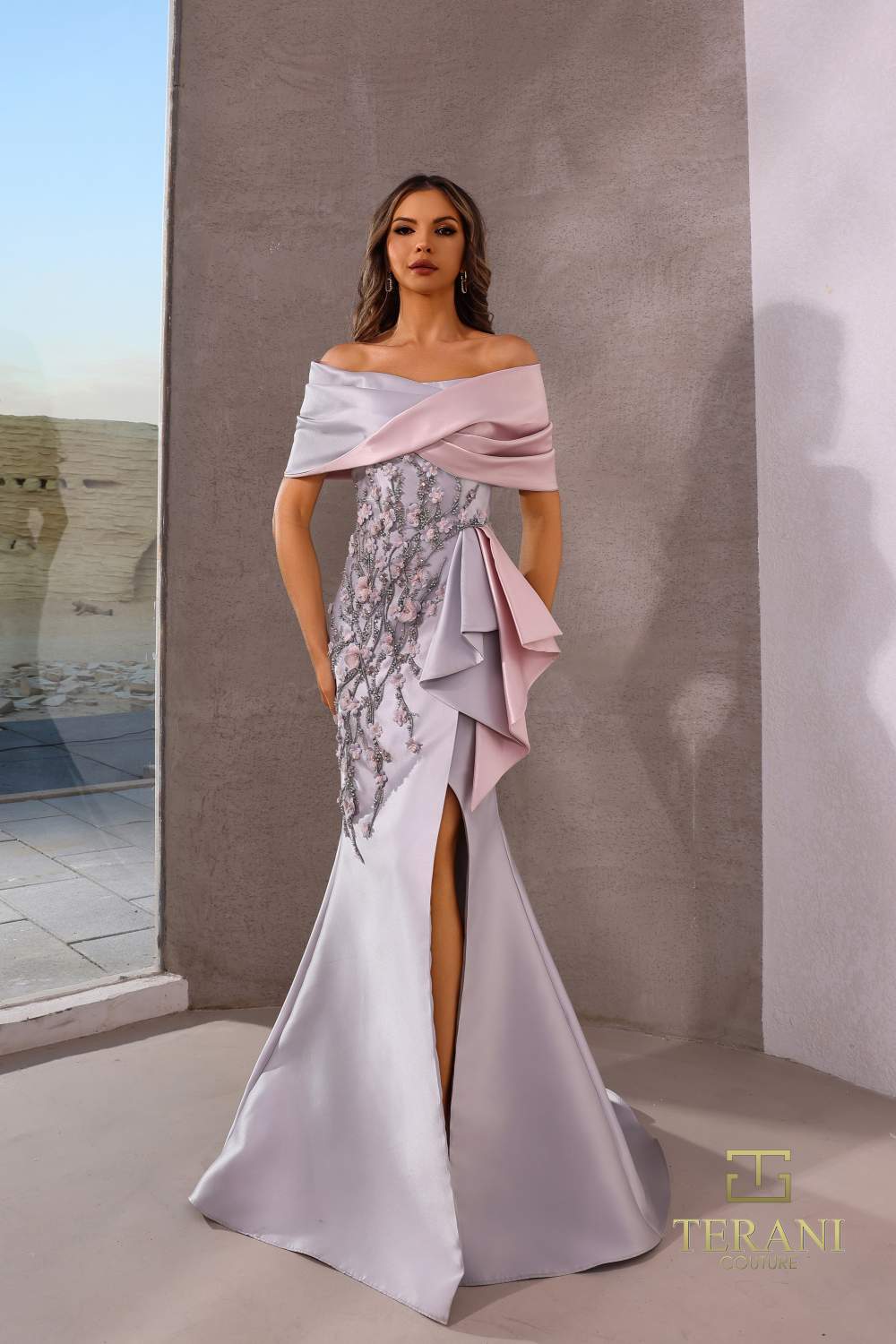 I Dress Cute Terani Couture 252M5324 Mikado Straight Neckline Bodycon Gown - Image 3