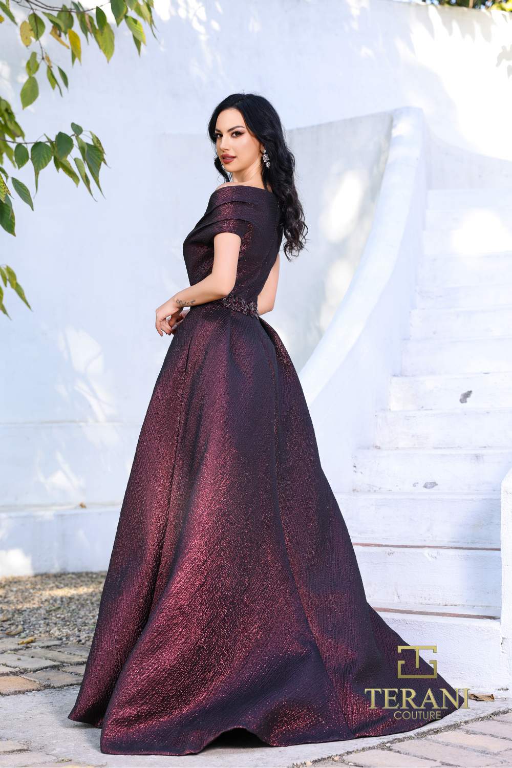 I Dress Cute Terani Couture 252M5333 Ripple Jacquard Asymmetrical Ballgown - Image 2
