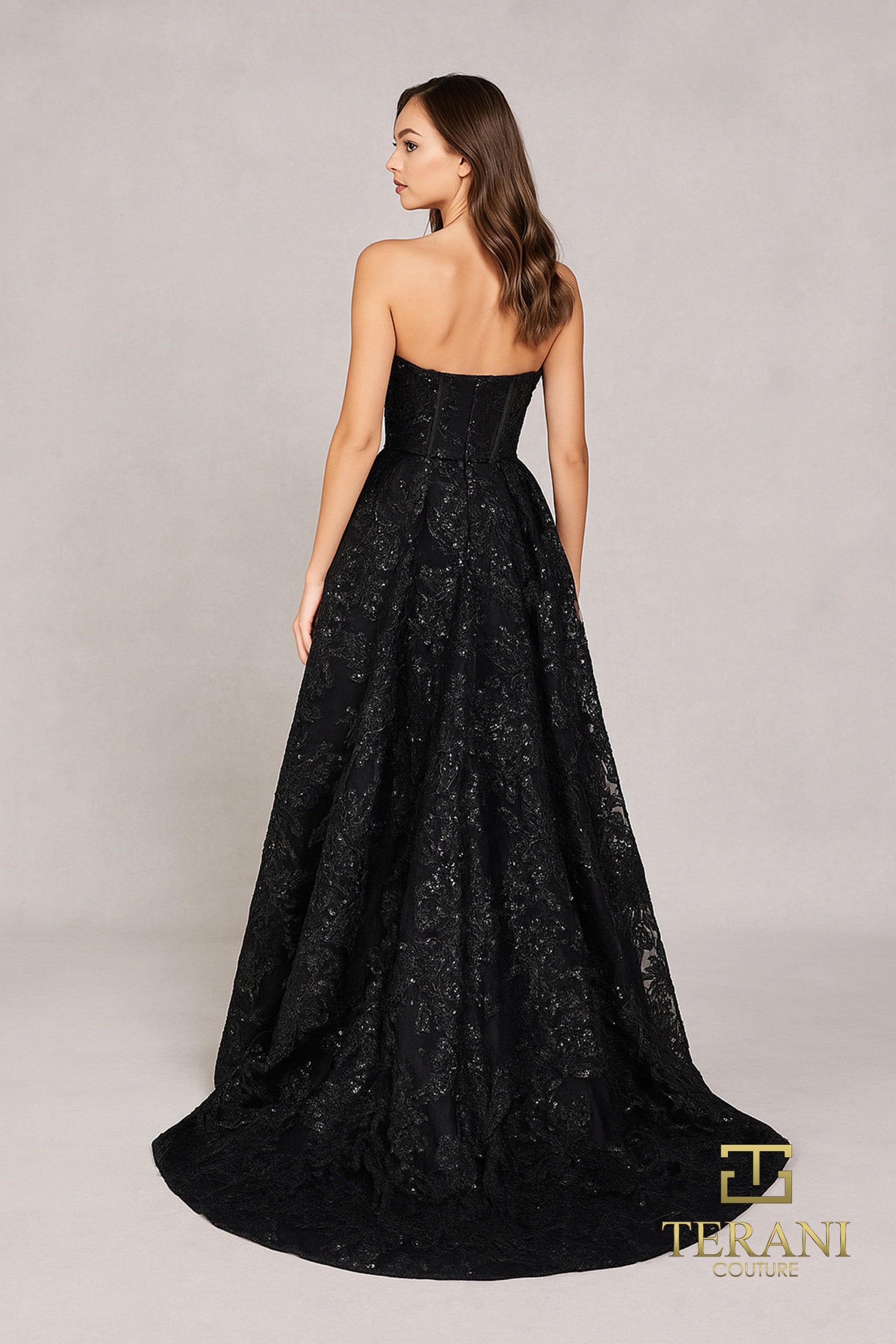 I Dress Cute Terani Couture 252E5134 Fit and Flare Long With Overskirt Evening Dress - Image 7