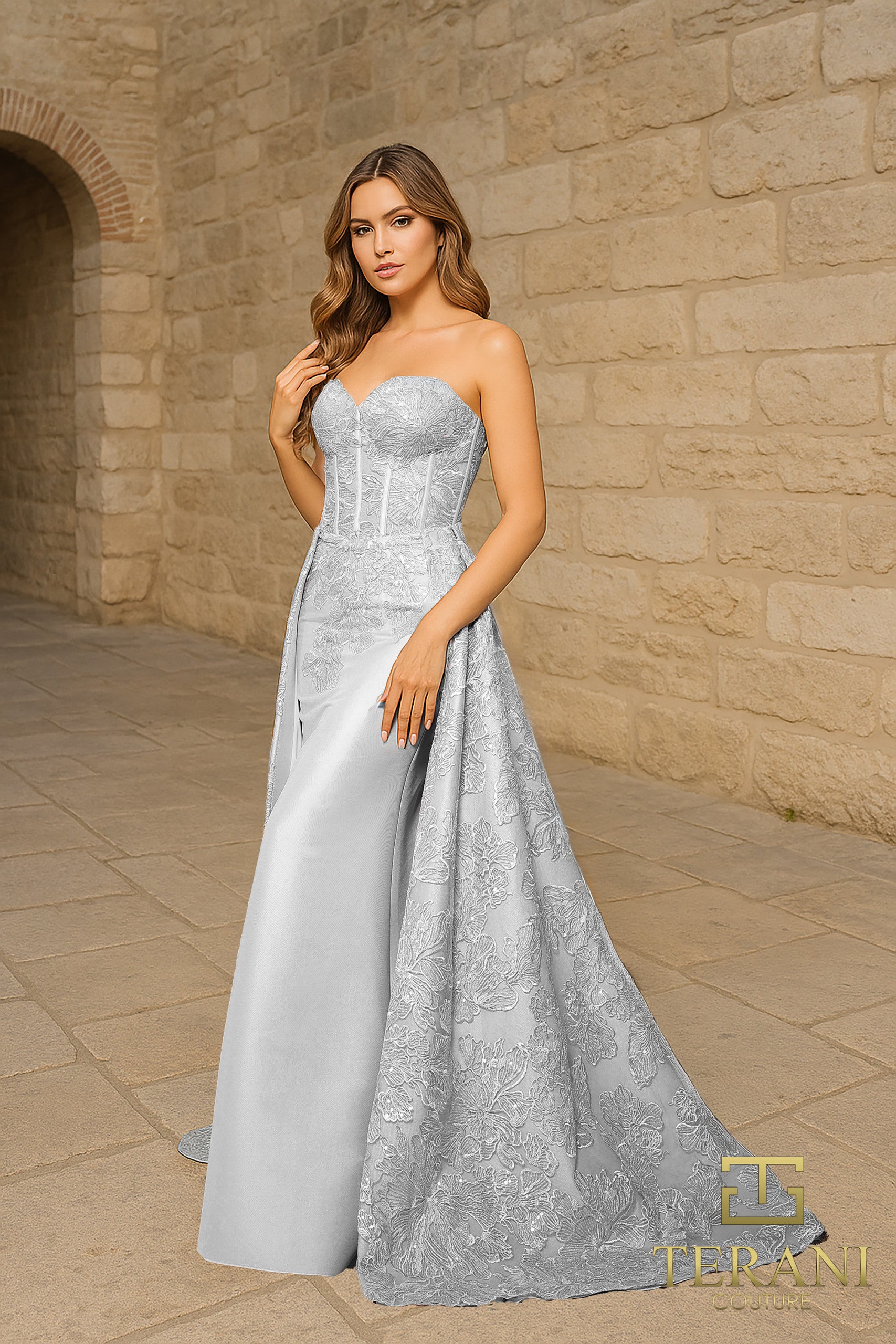 I Dress Cute Terani Couture 252E5134 Fit and Flare Long With Overskirt Evening Dress - Image 5