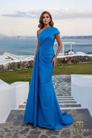 Terani Couture 261M6411 Stretch Mikado Fit and Flare Gown