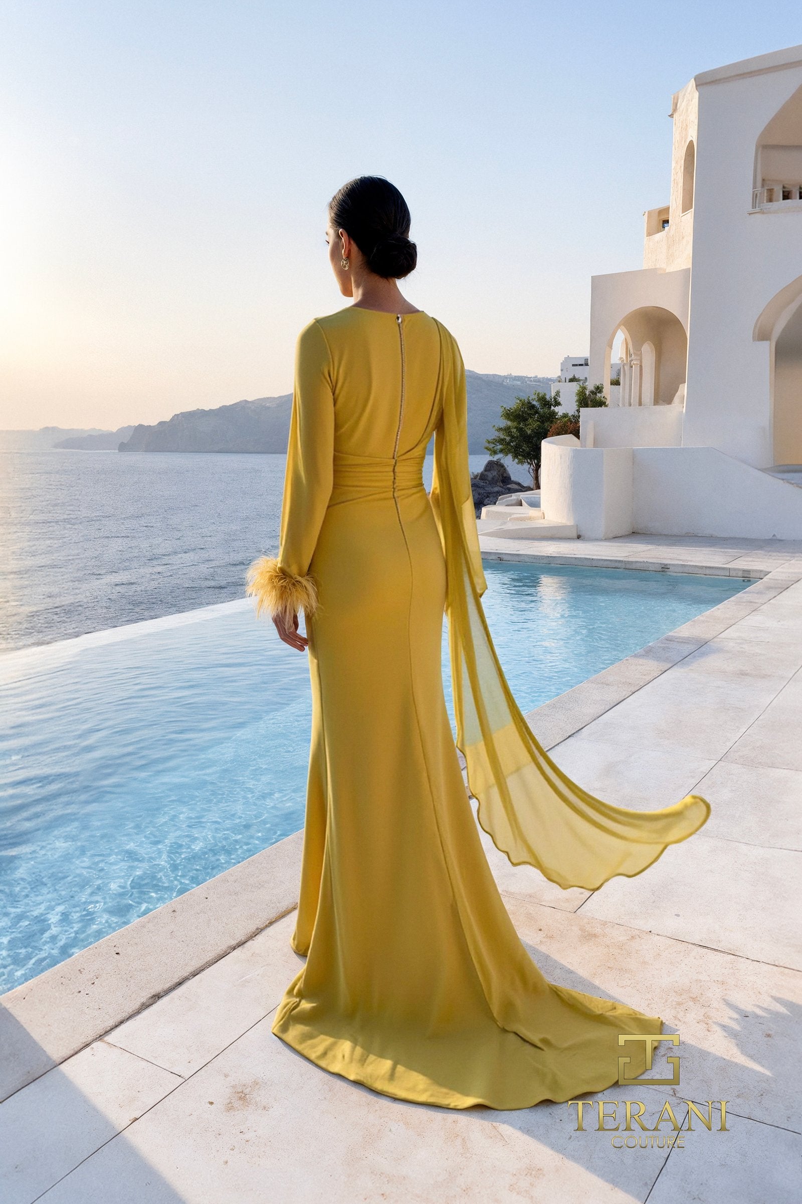 I Dress Cute Terani Couture 261M6403 Asymmetrical Chiffon Sheath Gown - Image 4