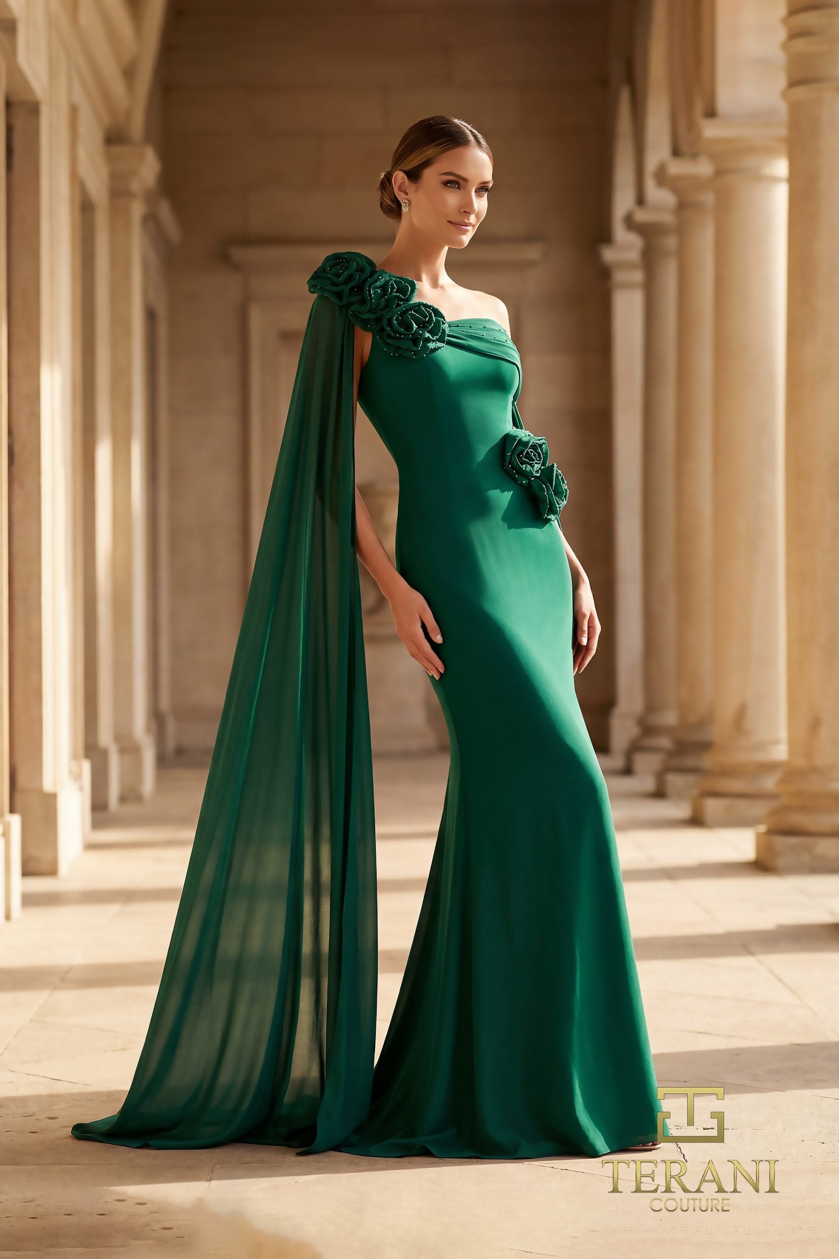 I Dress Cute Terani Couture 261M6474 2-Way Stretch Off-Shoulder Column Gown - Image 3