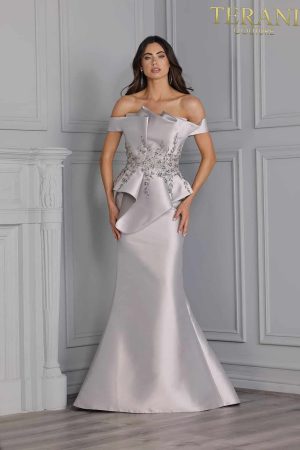 Terani Couture 2021E2835 Structured Mikado Off-Shoulder Gown