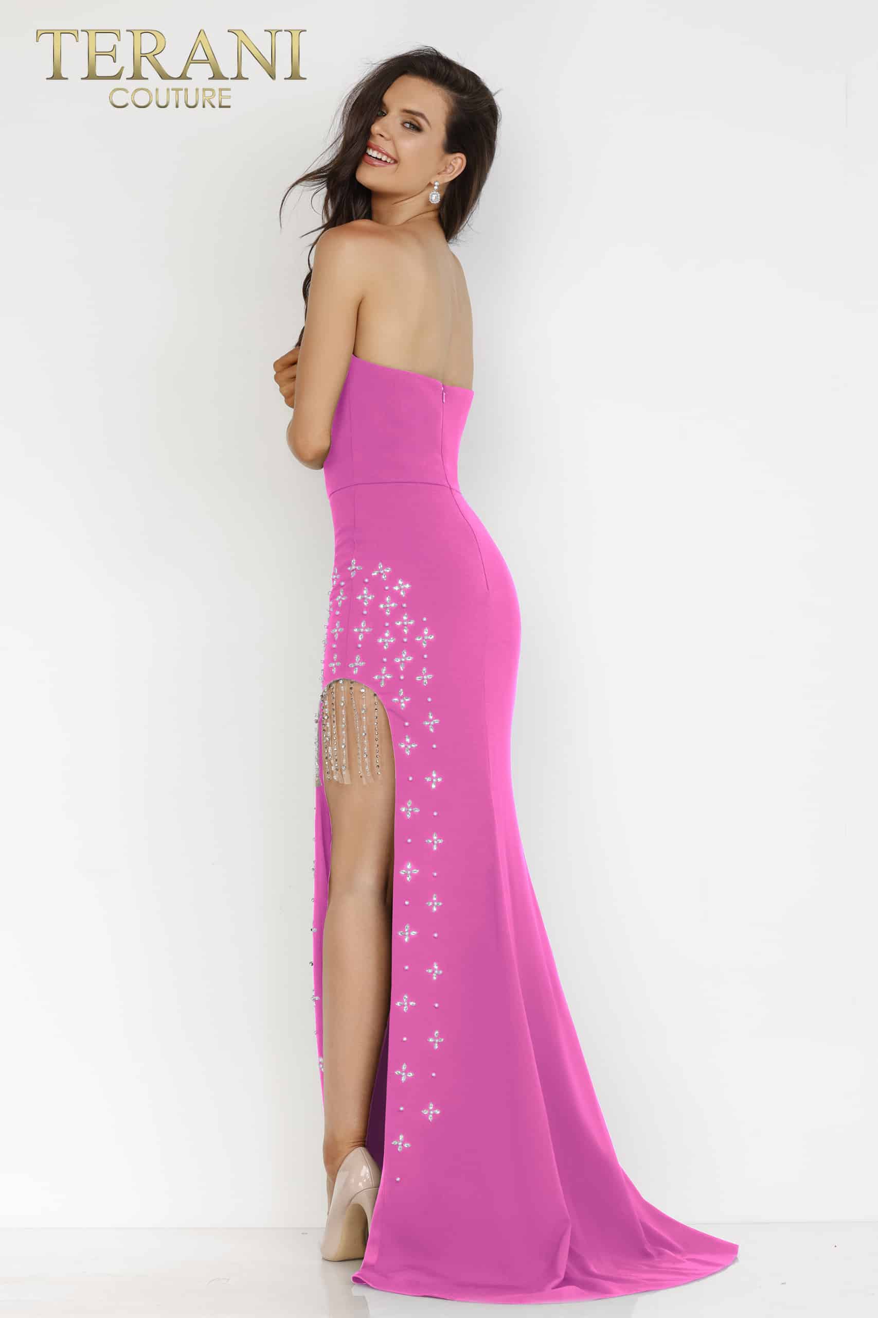 I Dress Cute Terani Couture 231P0031 Black stylish Side Slit Gown - Image 6