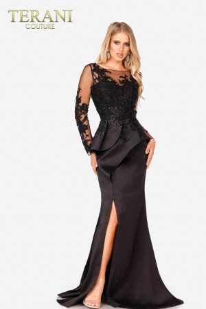 Terani Couture 231M0482 Mother of the Bride Gown with Peplum