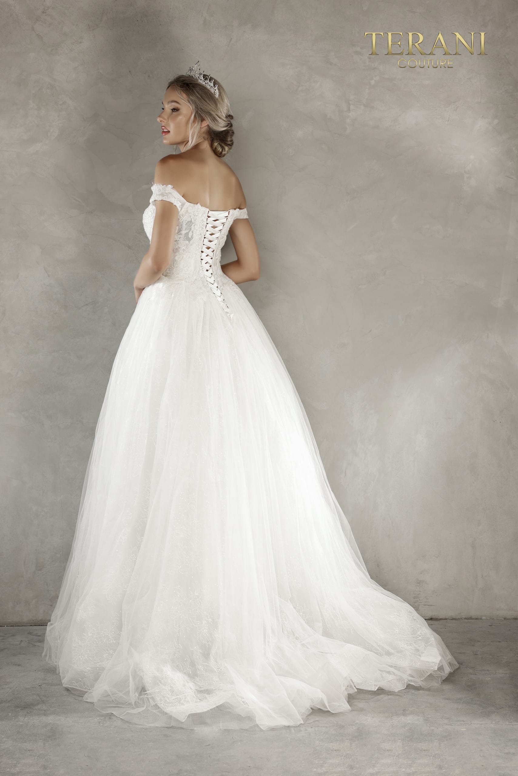 I Dress Cute Terani Couture 2215P0034 Off-Shoulder Sweetheart Tulle and Lace A-Line Dress - Image 3